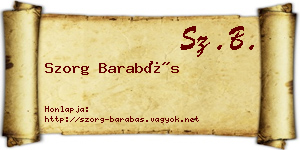 Szorg Barabás névjegykártya